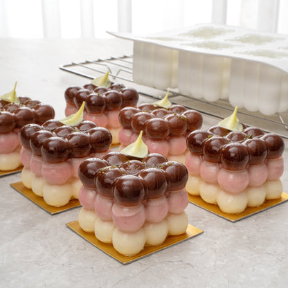 Pastry Tek Silicone Bubble Cube Baking Mold - 6-Compartment - 1 count box