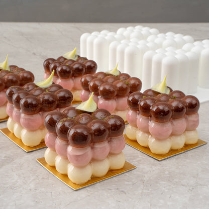 Pastry Tek Silicone Bubble Cube Baking Mold - 6-Compartment - 1 count box