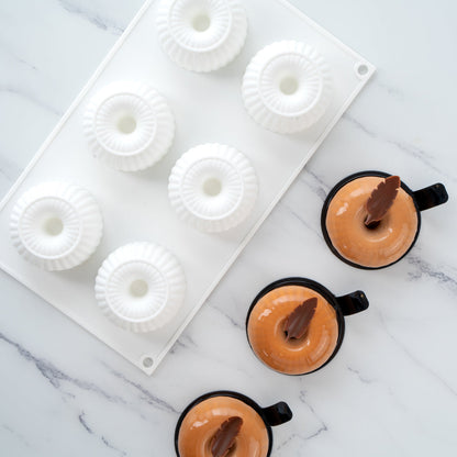 Pastry Tek Silicone Ridged Donut - 6-Compartment - 1 count box
