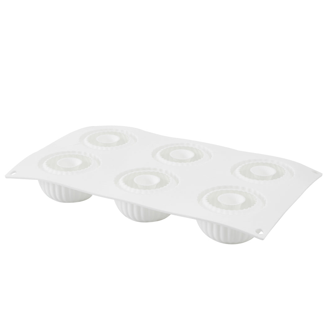 Pastry Tek Silicone Ridged Donut - 6-Compartment - 10 count box