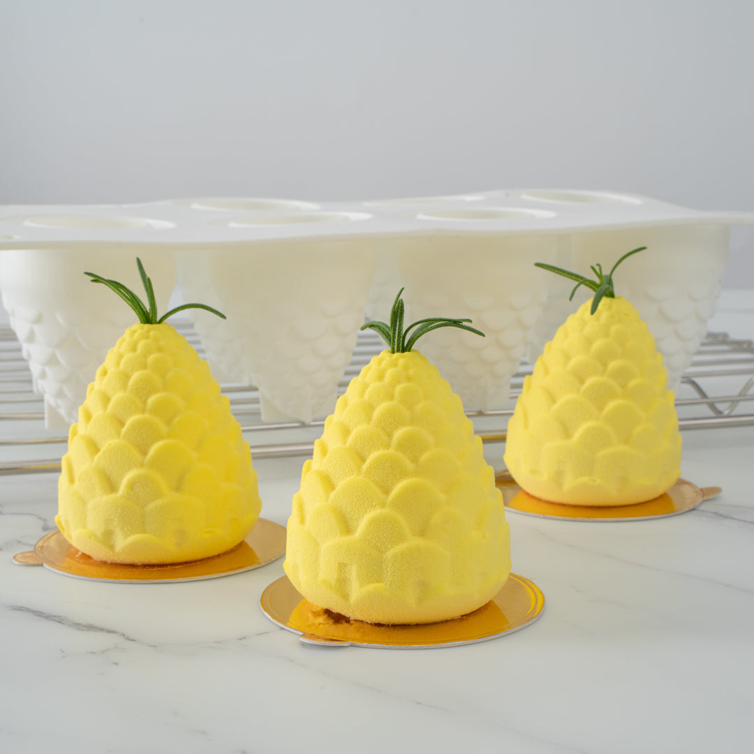 Pastry Tek Silicone Pineapple Baking Mold - 8-Compartment - 10 count box