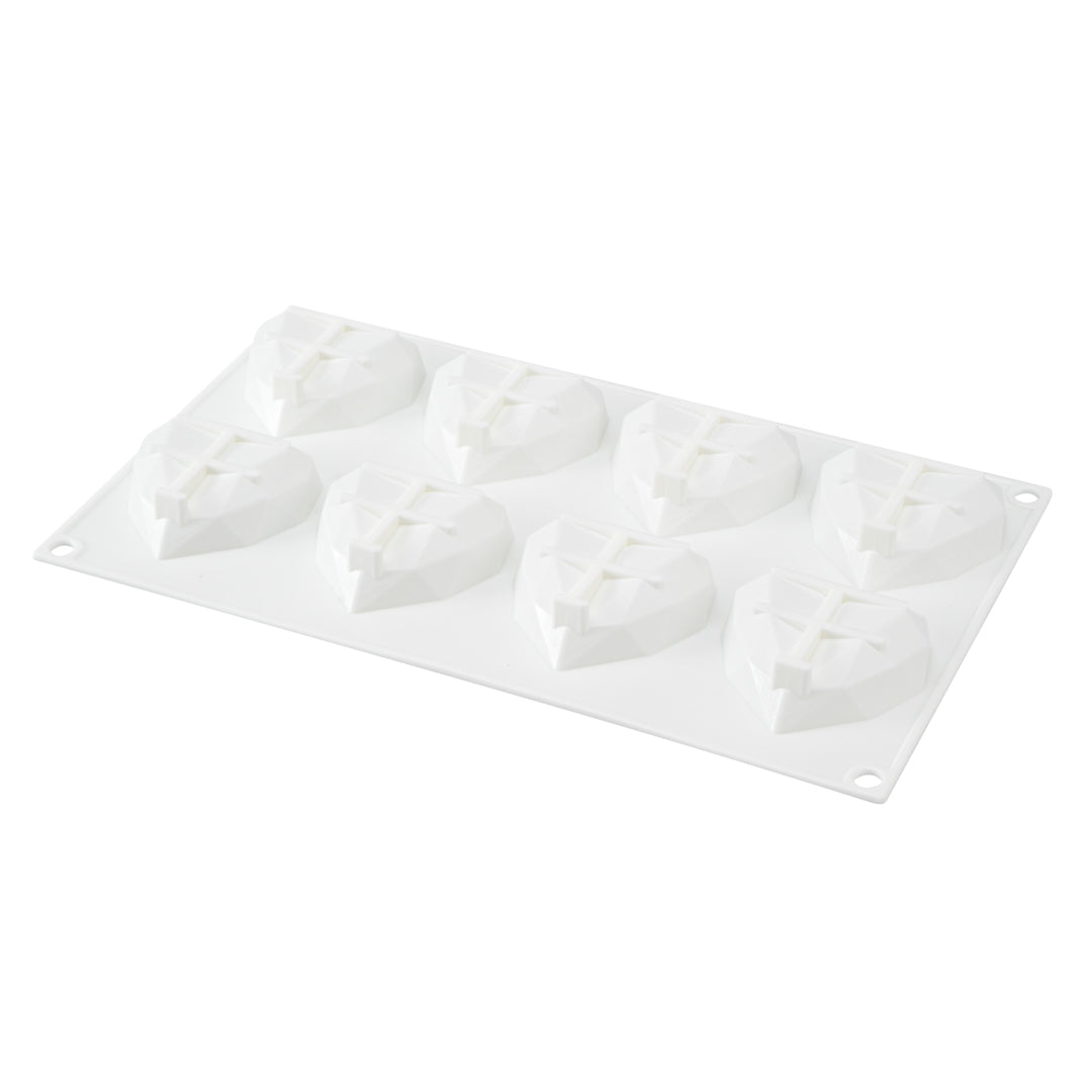 Pastry Tek Silicone Diamond Heart Baking Mold - 8-Compartment - 1 count box