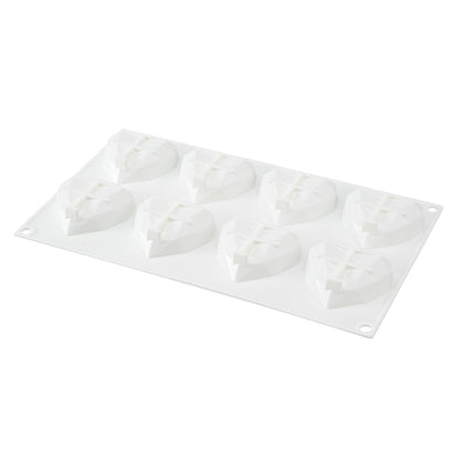 Pastry Tek Silicone Diamond Heart Baking Mold - 8-Compartment - 1 count box