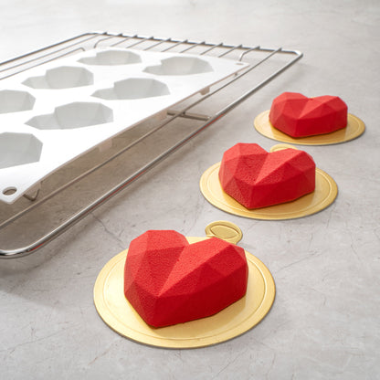 Pastry Tek Silicone Diamond Heart Baking Mold - 8-Compartment - 1 count box