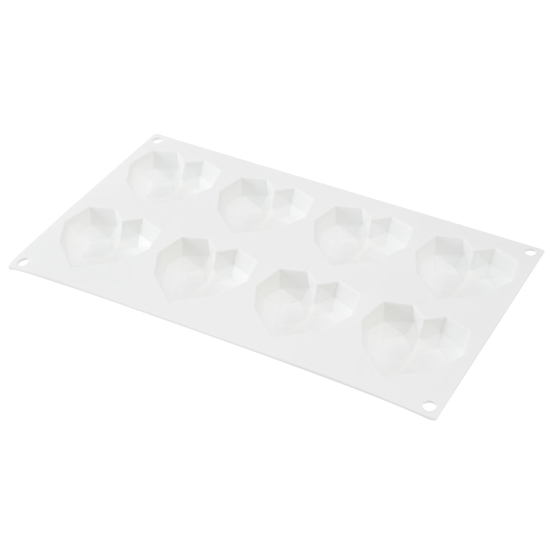 Pastry Tek Silicone Diamond Heart Baking Mold - 8-Compartment - 1 count box