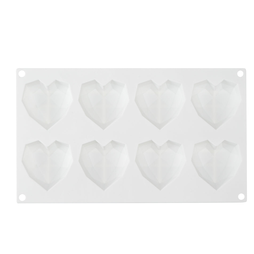 Pastry Tek Silicone Diamond Heart Baking Mold - 8-Compartment - 1 count box