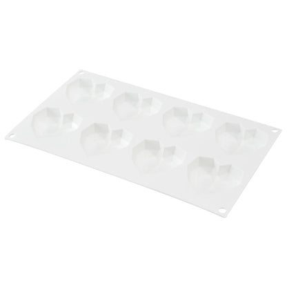 Pastry Tek Silicone Diamond Heart Baking Mold - 8-Compartment - 10 count box