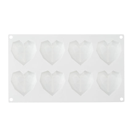 Pastry Tek Silicone Diamond Heart Baking Mold - 8-Compartment - 10 count box