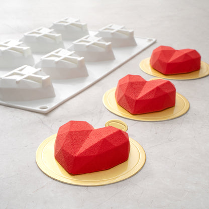Pastry Tek Silicone Diamond Heart Baking Mold - 8-Compartment - 10 count box