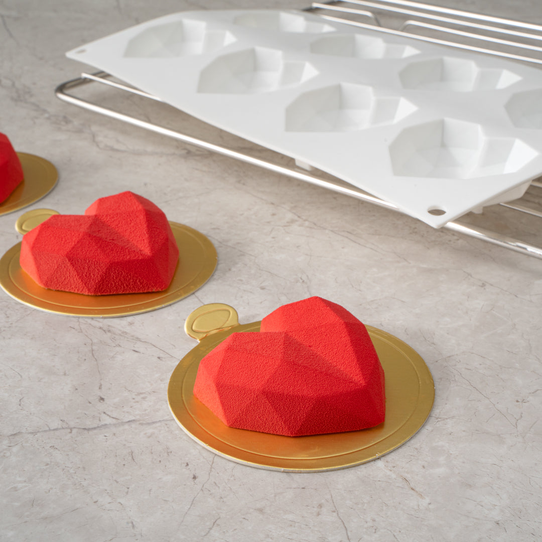 Pastry Tek Silicone Diamond Heart Baking Mold - 8-Compartment - 10 count box