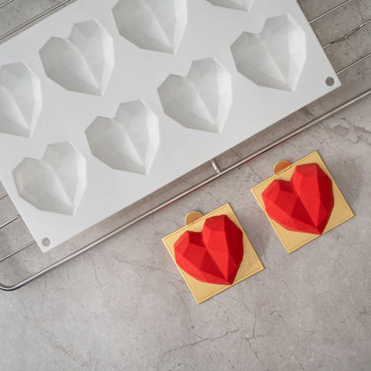 Pastry Tek Silicone Diamond Heart Baking Mold - 8-Compartment - 10 count box