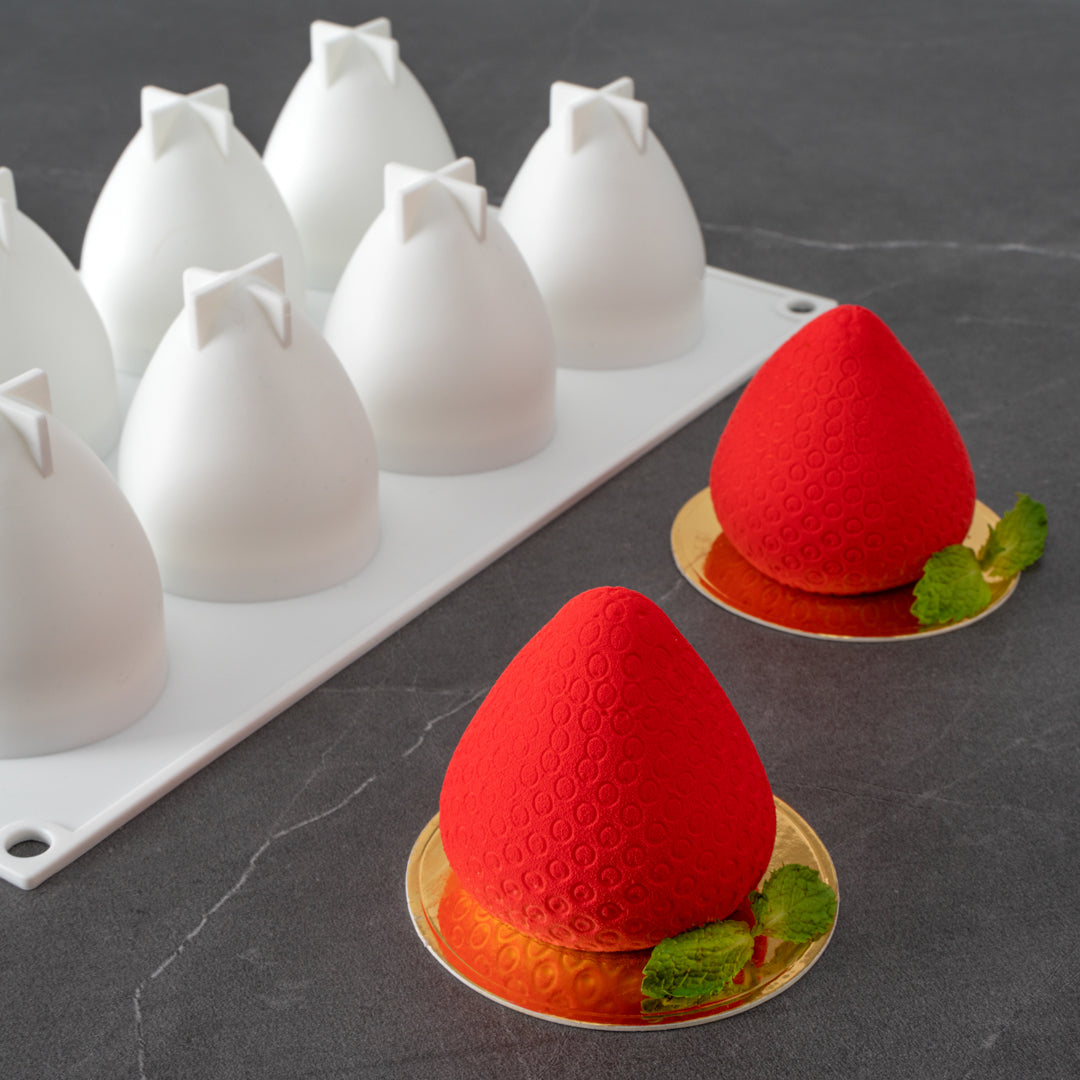 Pastry Tek Silicone Strawberry Baking Mold - 8-Compartment - 10 count box
