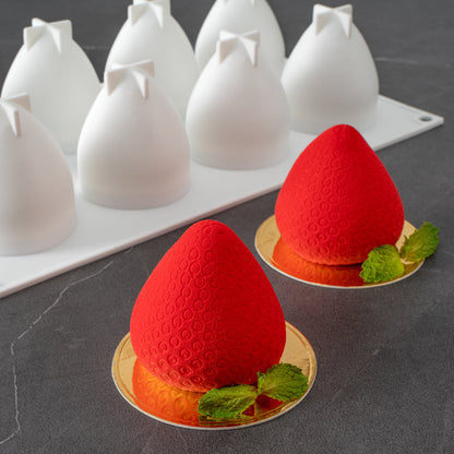 Pastry Tek Silicone Strawberry Baking Mold - 8-Compartment - 10 count box