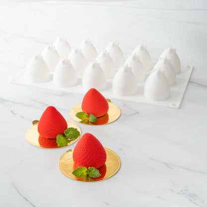 Pastry Tek Silicone Strawberry Baking Mold - 15-Compartment - 10 count box