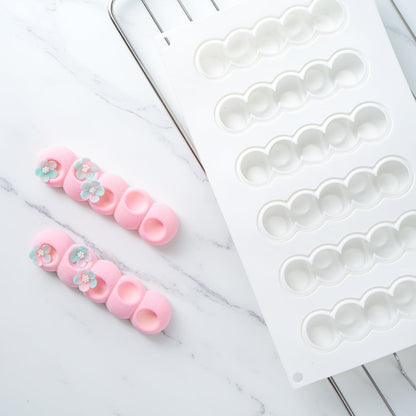 Pastry Tek Silicone Flower Strip Baking Mold - 6-Compartment - 10 count box