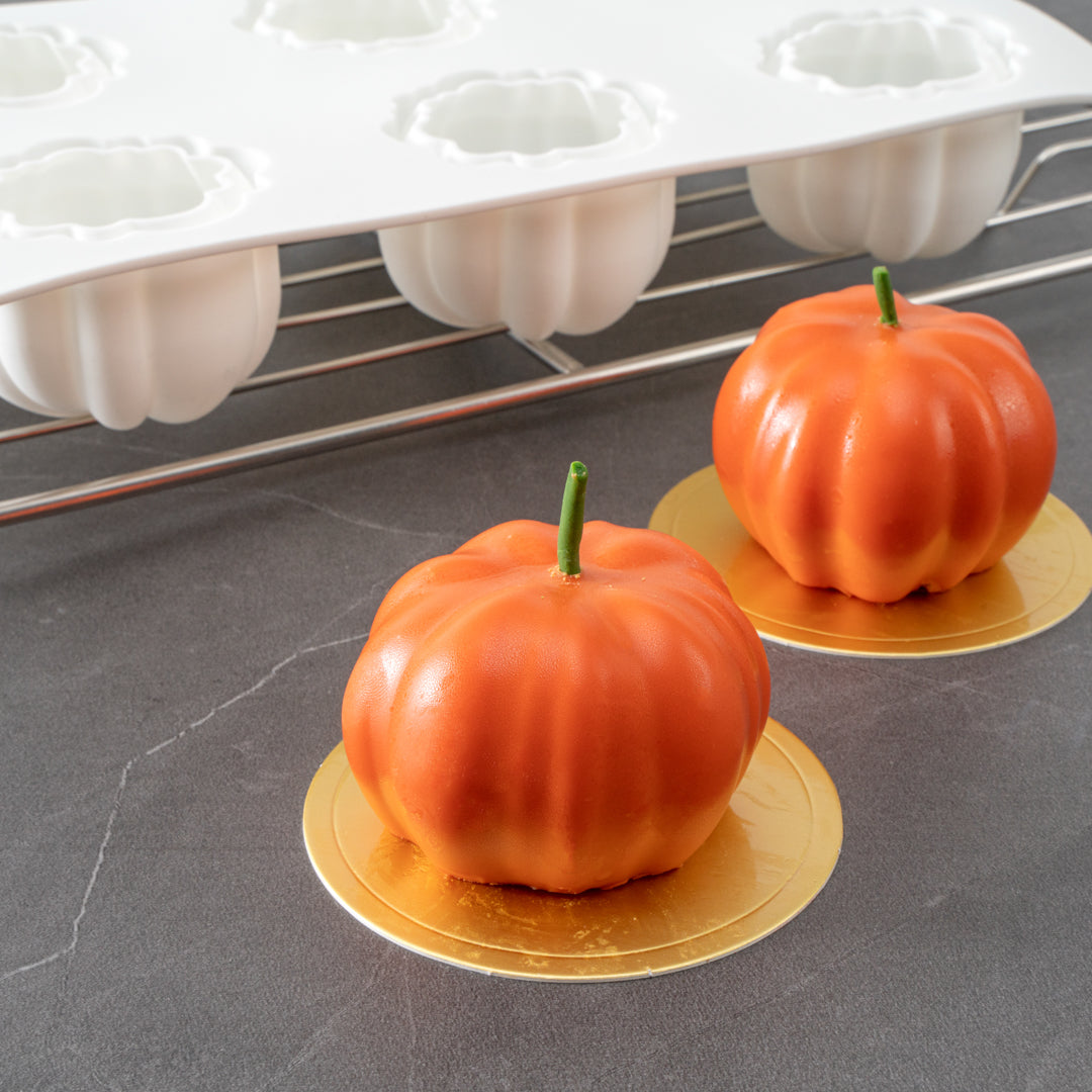 Pastry Tek Silicone Pumpkin Baking Mold - 6-Compartment - 10 count box