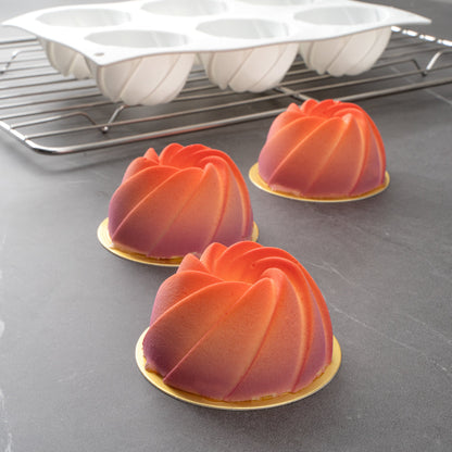 Pastry Tek Silicone Mini Bundt Cake Baking Mold - 6-Compartment - 1 count box