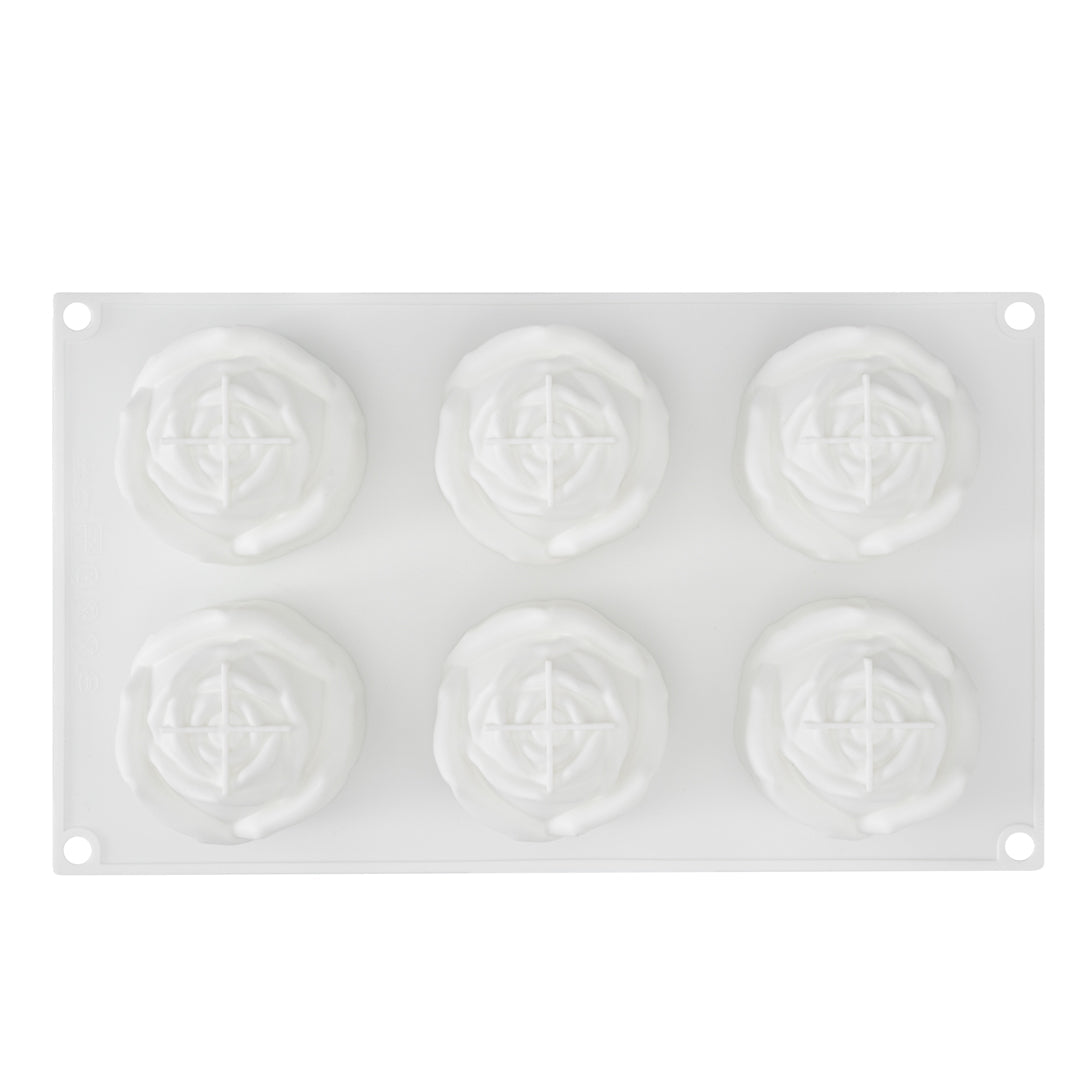 Pastry Tek Silicone Rose Baking Mold - 6-Compartment - 1 count box