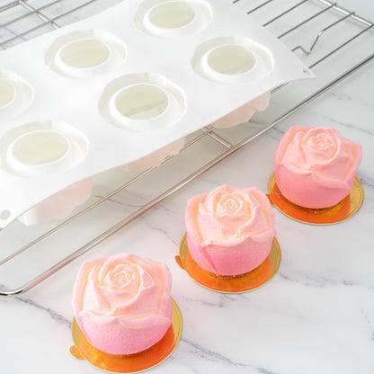 Pastry Tek Silicone Rose Baking Mold - 6-Compartment - 1 count box