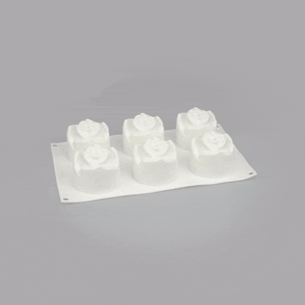 Pastry Tek Silicone Rose Baking Mold - 6-Compartment - 10 count box