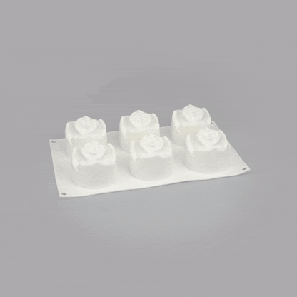 Pastry Tek Silicone Rose Baking Mold - 6-Compartment - 10 count box