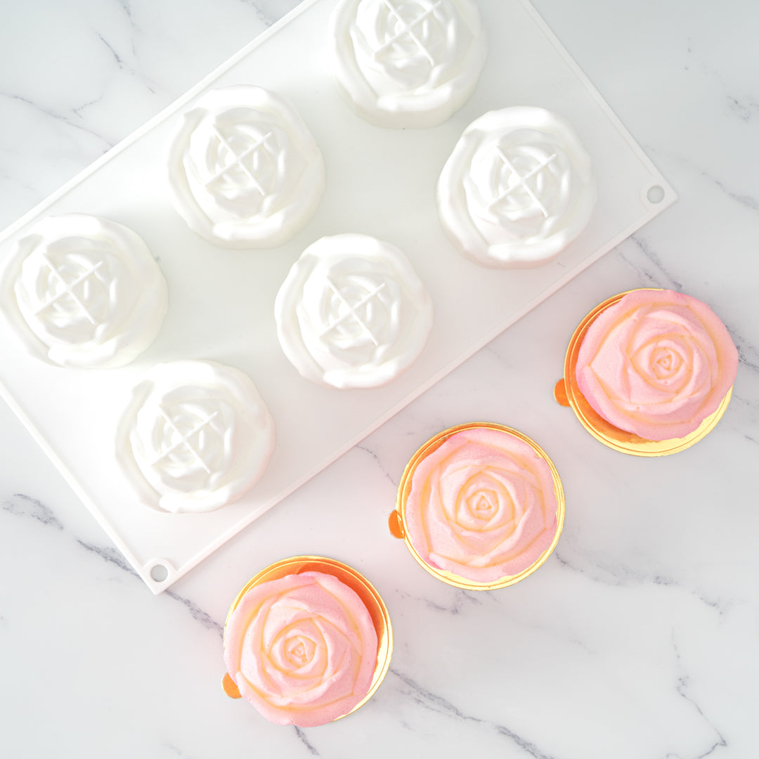 Pastry Tek Silicone Rose Baking Mold - 6-Compartment - 10 count box