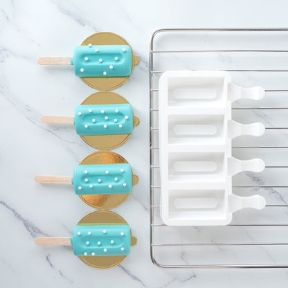 Pastry Tek Silicone Cylinder Popsicle Mold - 4-Compartment - 10 count box
