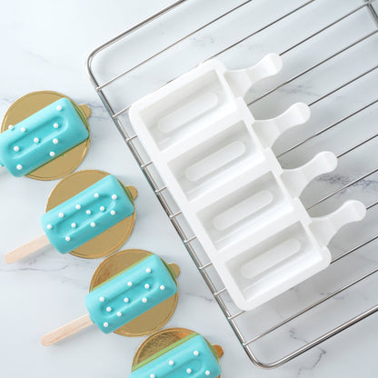 Pastry Tek Silicone Cylinder Popsicle Mold - 4-Compartment - 10 count box