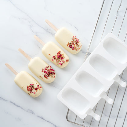 Pastry Tek Silicone Round Popsicle Mold - 4-Compartment - 10 count box
