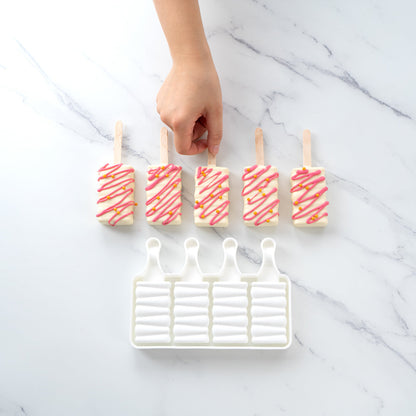 Pastry Tek Silicone Rectangle Popsicle Mold - 4-Compartment - 1 count box