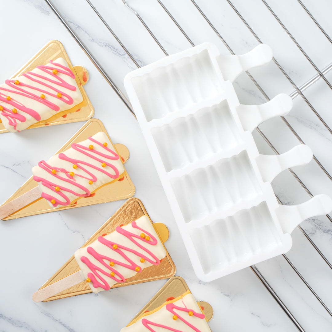 Pastry Tek Silicone Rectangle Popsicle Mold - 4-Compartment - 10 count box