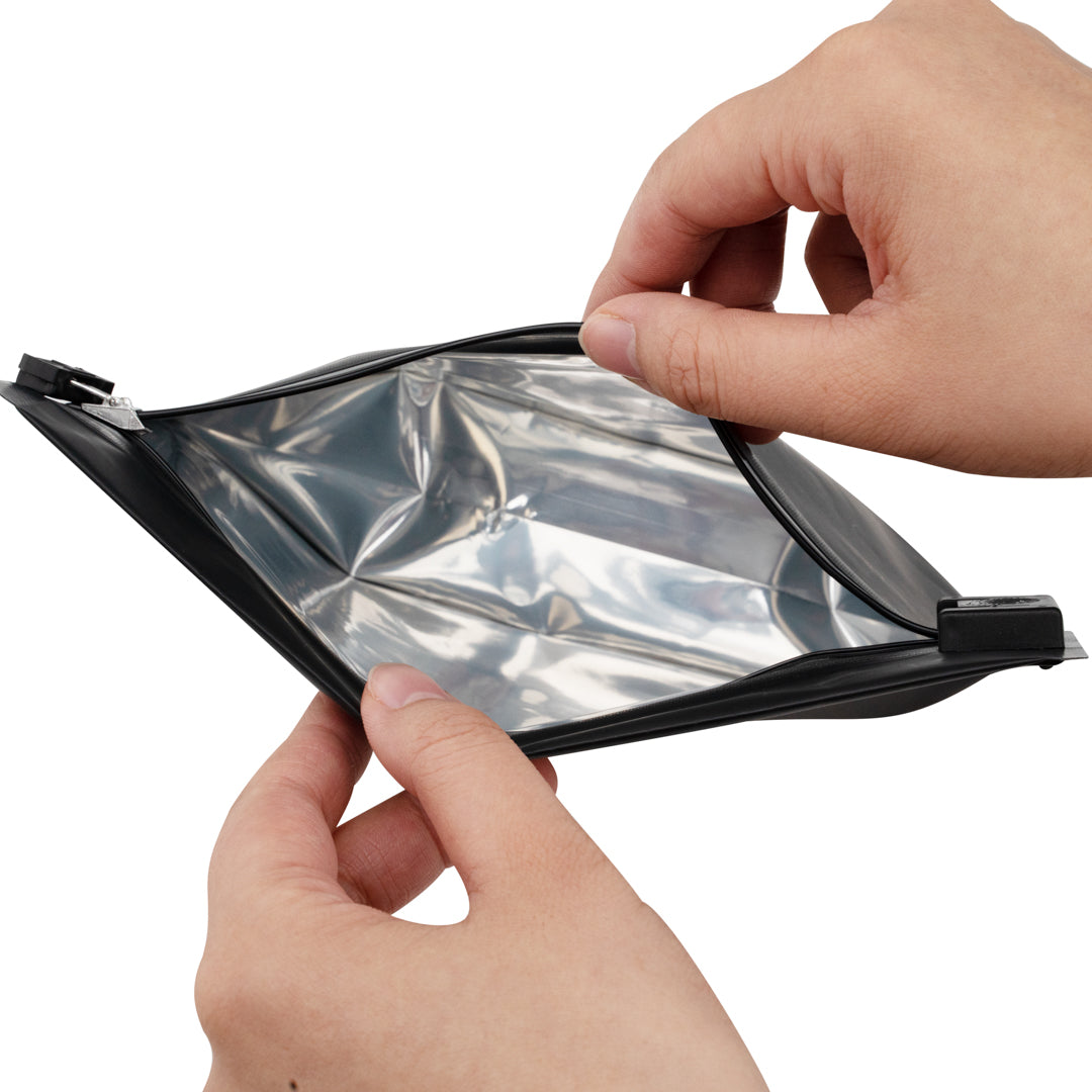 High Level Black Plastic Locking Pouch - Child-Resistant - 8" x 2 1/4" x 6" - 10 count box
