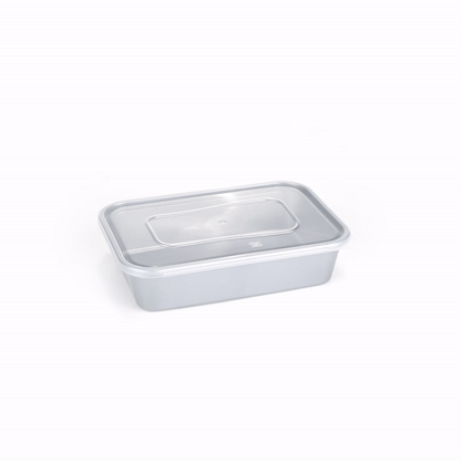 Futura 17 oz Silver Plastic Take Out Container - with Clear Lid, Microwavable - 6 3/4" x 4 1/2" x 2" - 100 count box