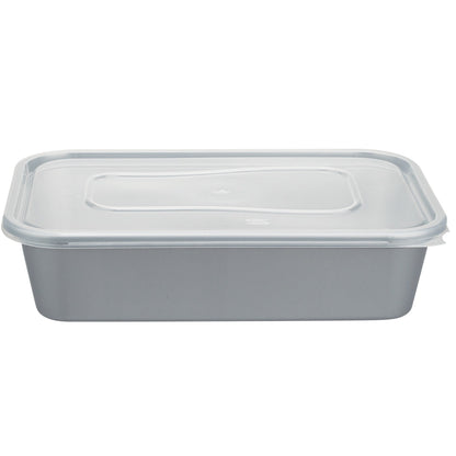 Futura 17 oz Silver Plastic Take Out Container - with Clear Lid, Microwavable - 6 3/4" x 4 1/2" x 2" - 100 count box
