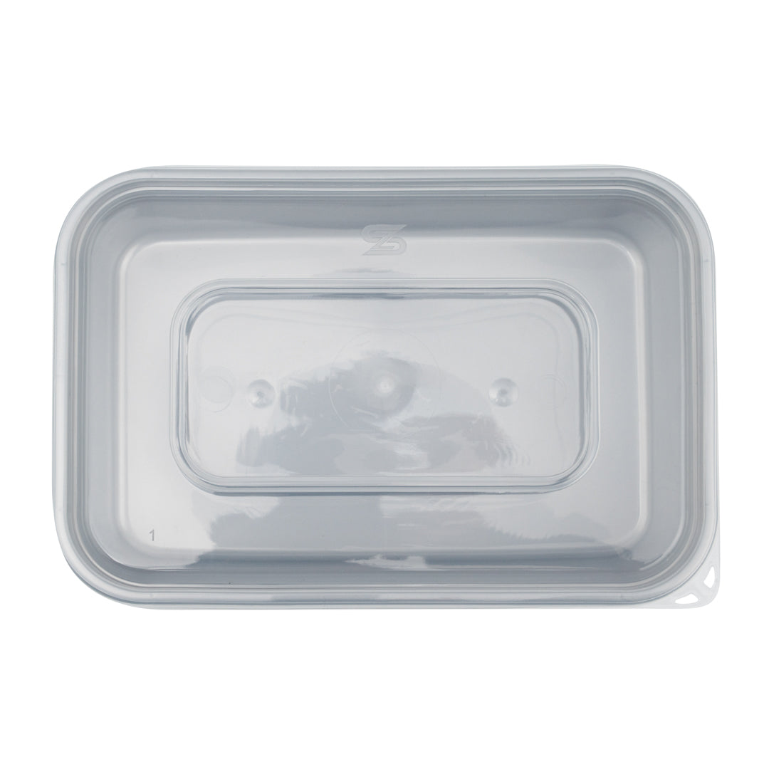 Futura 17 oz Silver Plastic Take Out Container - with Clear Lid, Microwavable - 6 3/4" x 4 1/2" x 2" - 100 count box