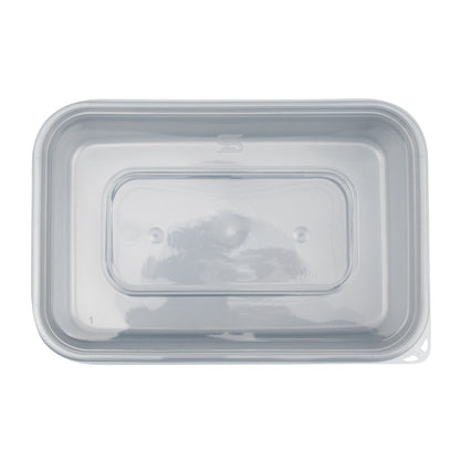 Futura 17 oz Silver Plastic Take Out Container - with Clear Lid, Microwavable - 6 3/4" x 4 1/2" x 2" - 100 count box