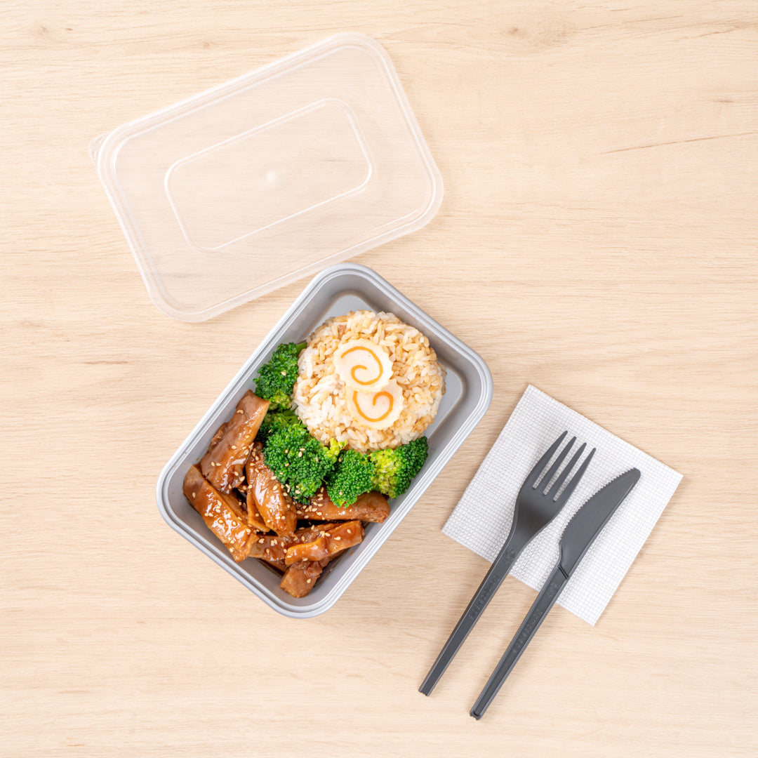 Futura 17 oz Silver Plastic Take Out Container - with Clear Lid, Microwavable - 6 3/4" x 4 1/2" x 2" - 100 count box