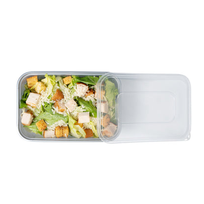 Futura 22 oz Silver Plastic Take Out Container - with Clear Lid, Microwavable - 6 3/4" x 4 1/2" x 2 1/4" - 100 count box