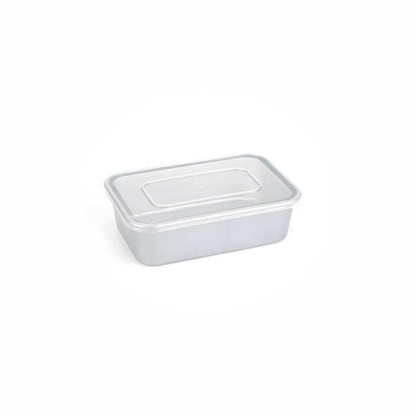Futura 22 oz Silver Plastic Take Out Container - with Clear Lid, Microwavable - 6 3/4" x 4 1/2" x 2 1/4" - 100 count box