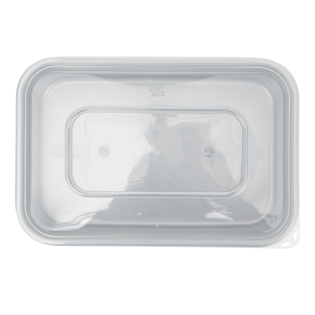 Futura 22 oz Silver Plastic Take Out Container - with Clear Lid, Microwavable - 6 3/4" x 4 1/2" x 2 1/4" - 100 count box