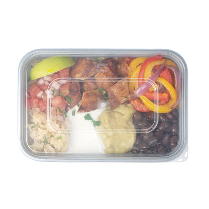 Futura 25 oz Silver Plastic Take Out Container - with Clear Lid, Microwavable - 6 3/4" x 4 1/2" x 2 1/4" - 100 count box