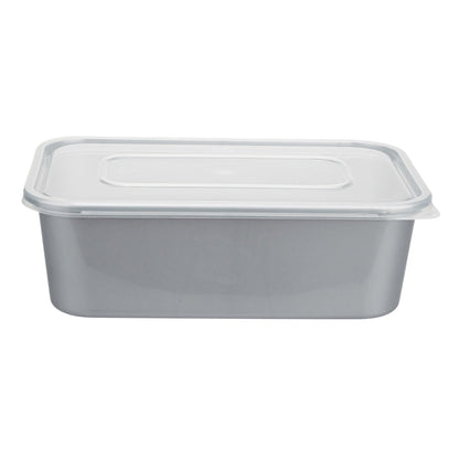 Futura 25 oz Silver Plastic Take Out Container - with Clear Lid, Microwavable - 6 3/4" x 4 1/2" x 2 1/4" - 100 count box