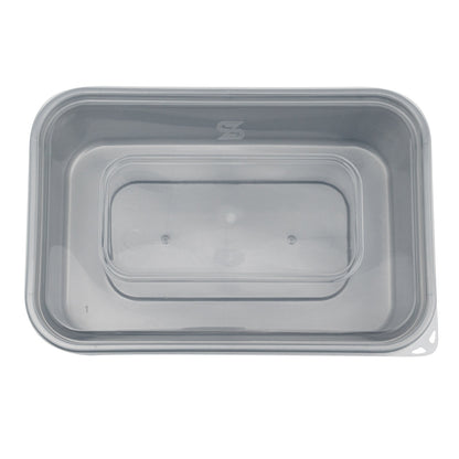 Futura 25 oz Silver Plastic Take Out Container - with Clear Lid, Microwavable - 6 3/4" x 4 1/2" x 2 1/4" - 100 count box