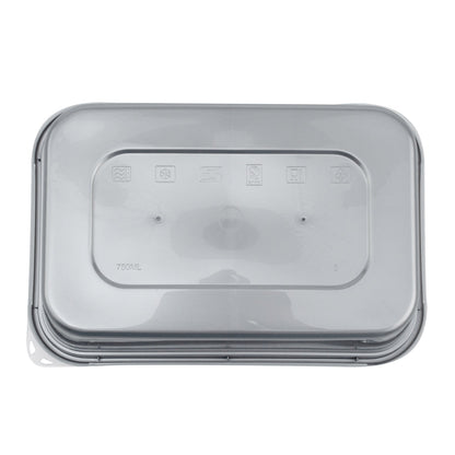 Futura 25 oz Silver Plastic Take Out Container - with Clear Lid, Microwavable - 6 3/4" x 4 1/2" x 2 1/4" - 100 count box