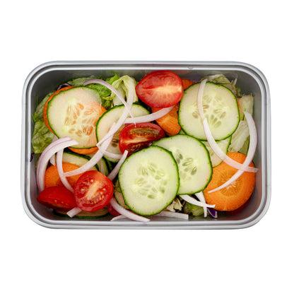 Futura 32 oz Silver Plastic Take Out Container - with Clear Lid, Microwavable, Inserts Available - 6 3/4" x 4 1/2" x 2 3/4" - 100 count box