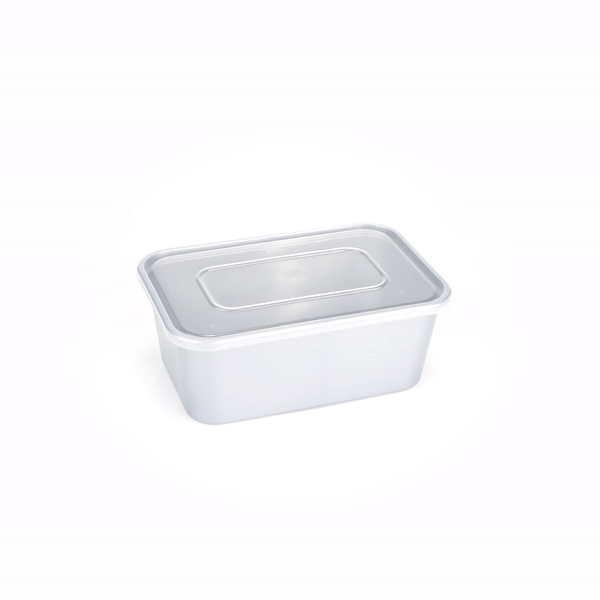 Futura 32 oz Silver Plastic Take Out Container - with Clear Lid, Microwavable, Inserts Available - 6 3/4" x 4 1/2" x 2 3/4" - 100 count box