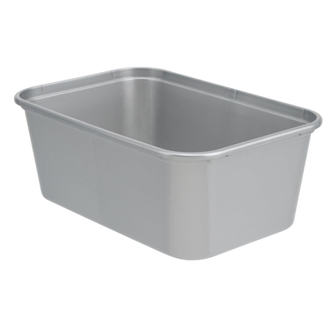 Futura 32 oz Silver Plastic Take Out Container - with Clear Lid, Microwavable, Inserts Available - 6 3/4" x 4 1/2" x 2 3/4" - 100 count box