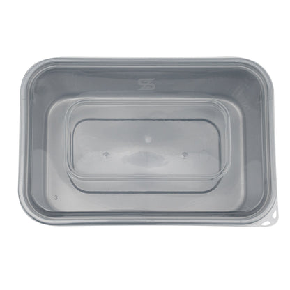 Futura 32 oz Silver Plastic Take Out Container - with Clear Lid, Microwavable, Inserts Available - 6 3/4" x 4 1/2" x 2 3/4" - 100 count box