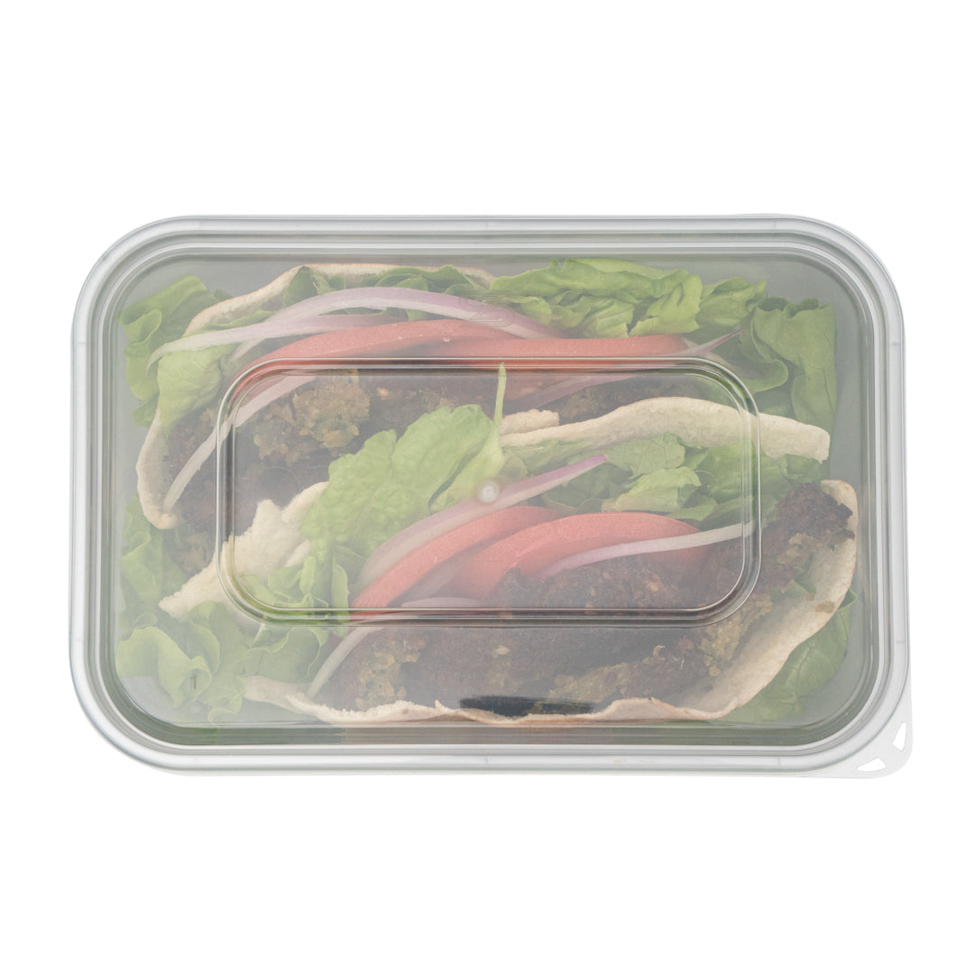 Futura 37 oz Silver Plastic Take Out Container - with Clear Lid, Microwavable, Inserts Available - 6 3/4" x 4 1/2" x 2 3/4" - 100 count box