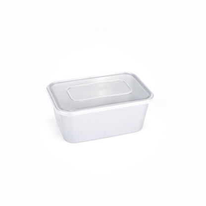 Futura 37 oz Silver Plastic Take Out Container - with Clear Lid, Microwavable, Inserts Available - 6 3/4" x 4 1/2" x 2 3/4" - 100 count box